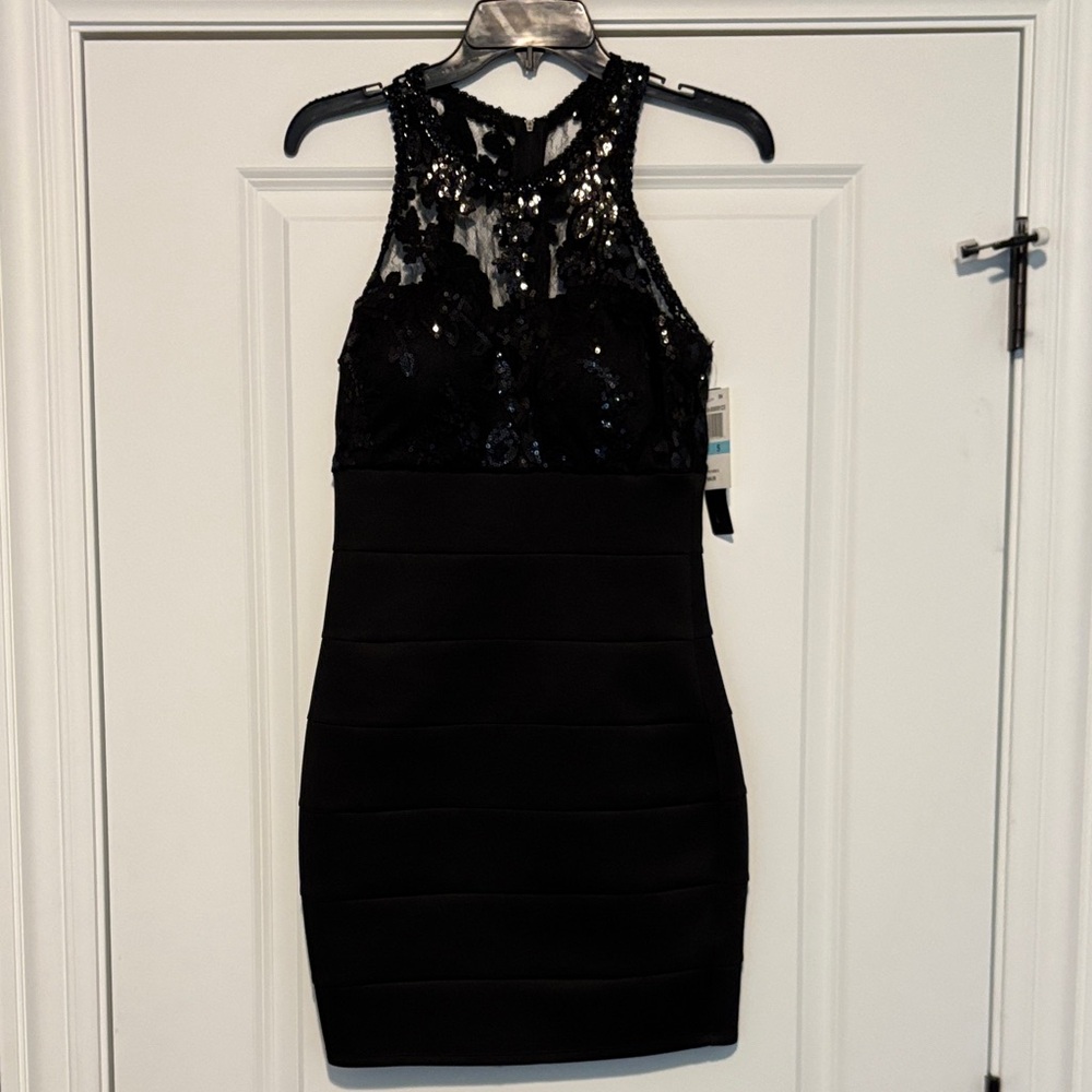 Sequin Hearts Black Mini Dress